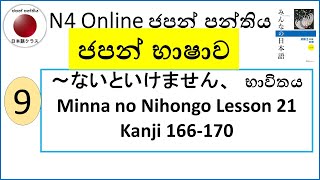 08.～ないといけません、　භාවිතය .   |Minna no Nihongo Lesson 21| Kanji Exam 7, Kanji Reading, Kanji 166-170