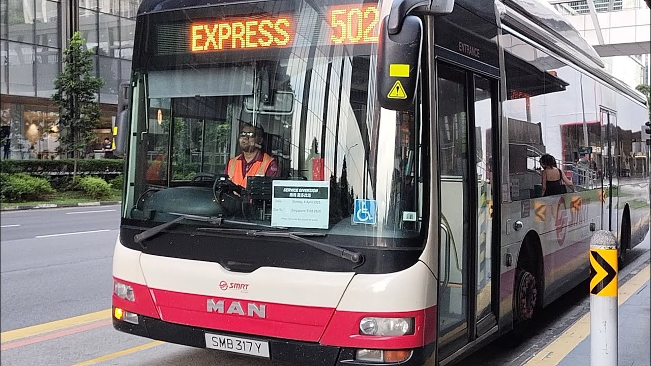 [迂回 前面展望] 区間急行 Express 502 Diversion (SMB317Y SMRT Bus Service 502 ...