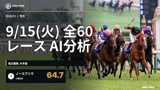 9/15(火)｜全60レースAI分析｜金沢・水沢ほか｜地方競馬予想｜2026年