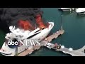 Multi-million dollar superyacht goes up in flames l ABC News