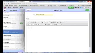 Configure Quick Text (desktop view)