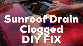 How to unclog a Sunroof Drain - water leaking inside the car at the roof line