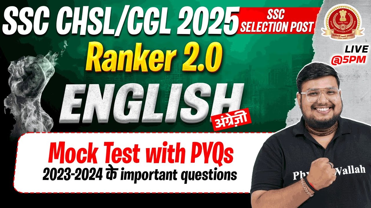 SSC CHSL English 2025 | SSC English Mock Test With PYQs | SSC CGL ...