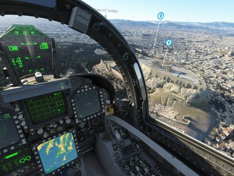 Flight Simulator Greek Tutorial Μαχητικό F18 Εκκίνηση Περιγραφή Πτήση Αθήνα Αεροδρόμιο Ελληνικού