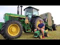 Real tractors on the farm baling hay | Hudson fixing broken tractor | Tractors for kids