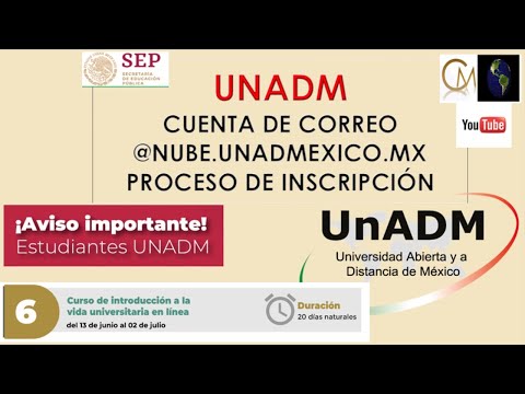 ?¡Aviso importante! Estudiantes UNADM 2020-1 Cuenta de correo @nube.unadmexico.mx / Inscripción?