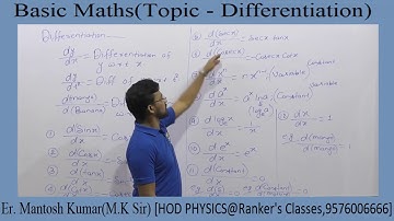 Part -1 Differentiation For Physics (By - Er. Mantosh Kumar)