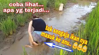 cewek cambodia mencari ikan di sawah...