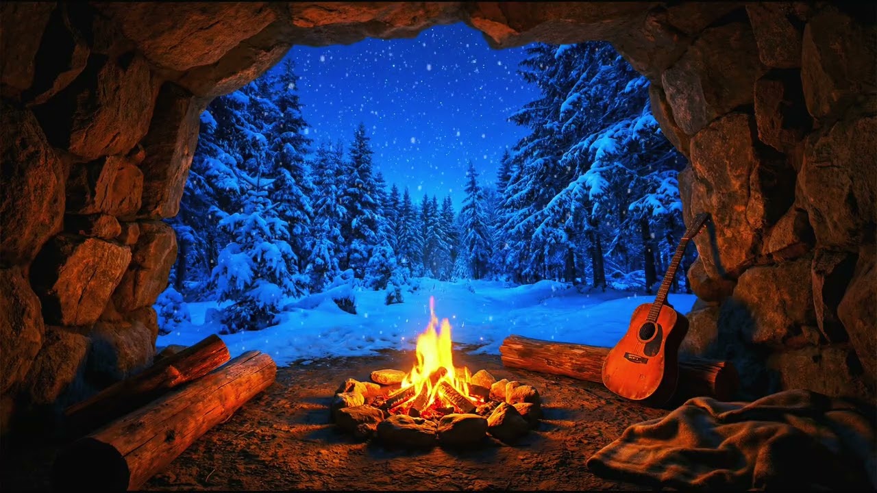2026 Winter Serenity: Cave Fire & Snowstorm Ambience | Stress Relief & Meditation