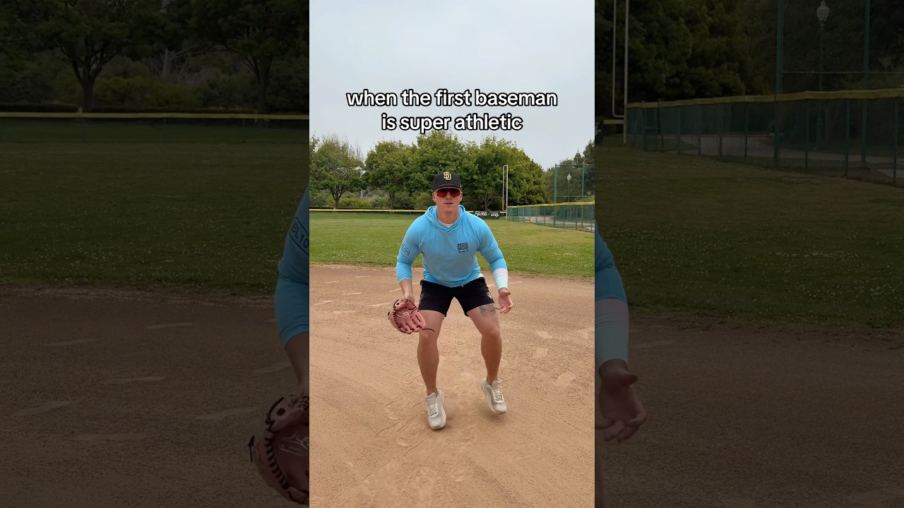 Too fast to be playing first base! 😂💀 #baseball #teammate #hitting