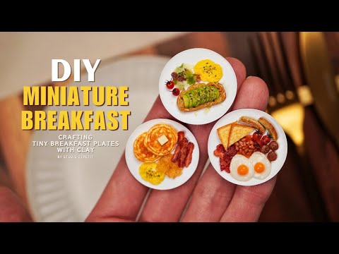 DIY | 粘土で作る3種のミニチュア朝食プレート | 3 Miniature Breakfast Plates Created with Clay