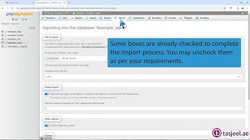 How to import database via phpMyAdmin in cPanel with tasjeel