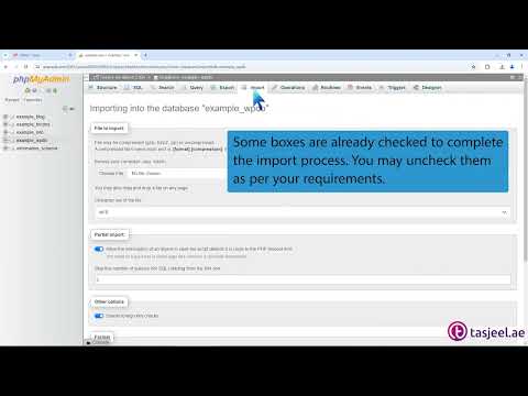 How to import database via phpMyAdmin in cPanel with tasjeel