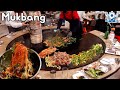 야외 먹방 - 초대형 철판구이 !! 삼겹살 오리구이 먹방 ★ (비빔국수, 잔치국수) Mukbang  pork meat and duck grilled