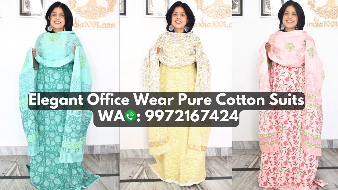 Brick Colour Pure Cotton Office Wear Straight Suit with Sleek embroidery work on neck & Pockets