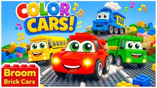 Color Vehicles Song | Learn Colors with Cars, Bus &amp; Train | Broom Brick Cars