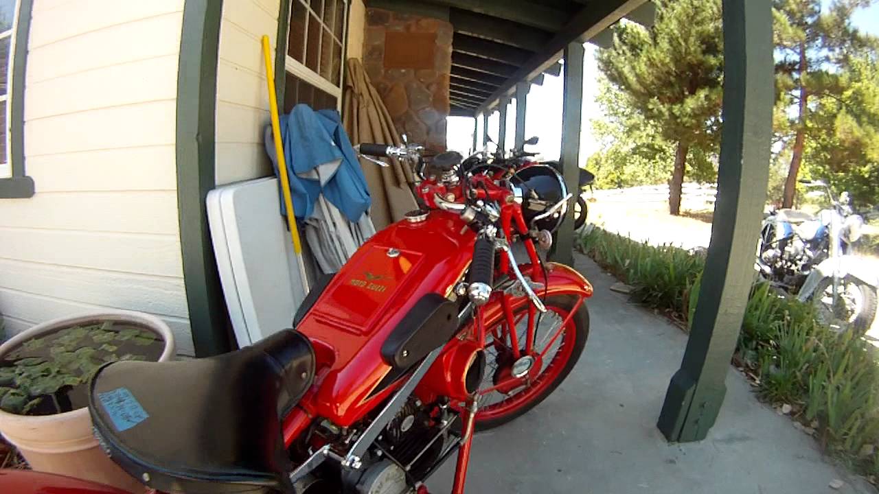 A special Day. 1933 STICK SHIFT exposed flywheel Moto Guzzi 500cc Walk by.