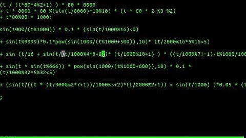Live coding bytebeat/floatbeat/rampcode music with ne (a terminal editor) in beautiful black&green.