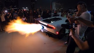 Twin turbo Lamborghini Huracan shooting massive flames
