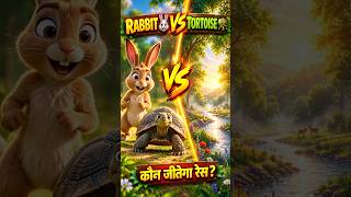 🐇 The Rabbit Challenges The Tortoise To A Raceआपका Rabbit 🐇 VS Tortoise 🐢 का 3D कार्टून थंबनेल बैनर