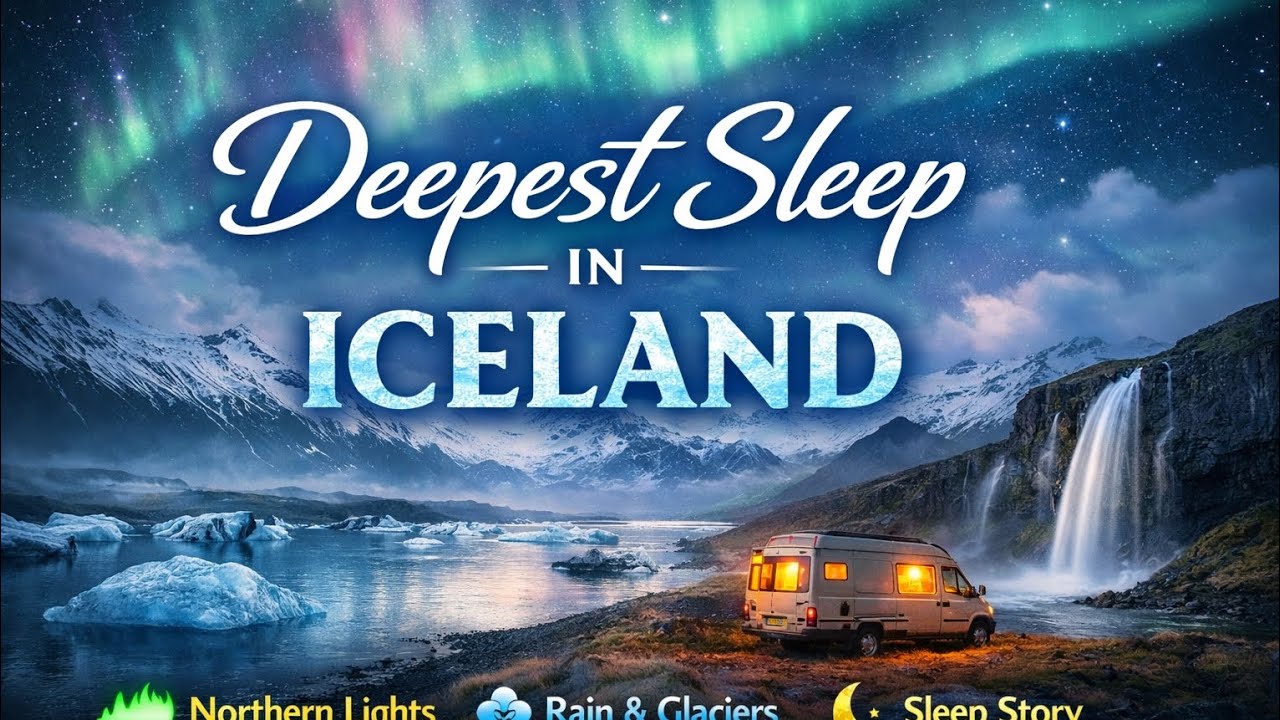 Deepest Sleep in Iceland 🇮🇸 | Northern Lights, Rain & Glaciers | 1 Hour Sleep Story