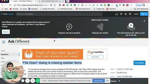 MacOS — "File Open" dialog is missing sidebar items