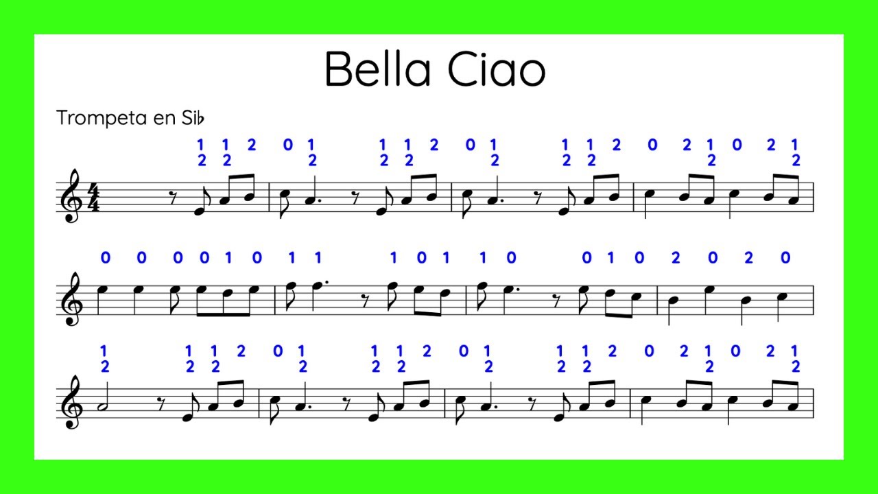Bella Ciao - Play Along y Partitura para Trompeta • Viento Metal