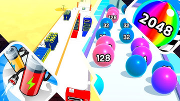 Battery Run 3D vs Ball Run 2048 - All Levels Gameplay Android iOS NEW APK UPDATE 4K Ep 35