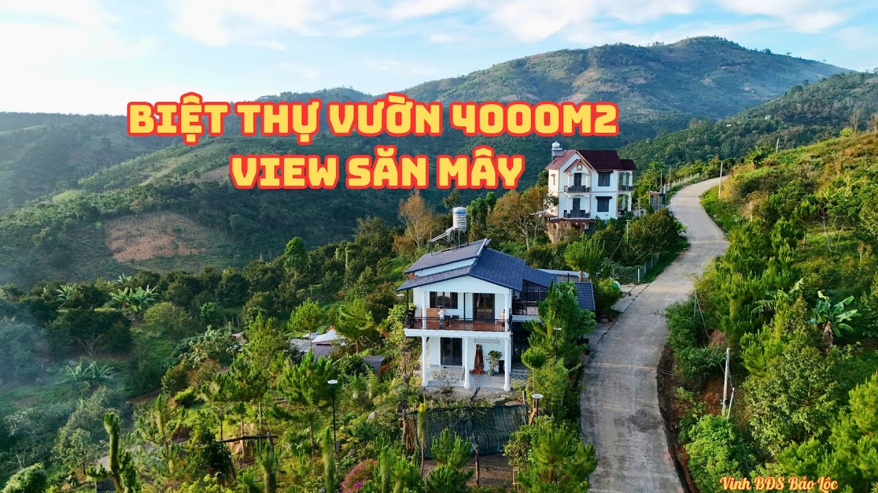 BIỆT THỰ VƯỜN VIEW SĂN MÂY, 4000M2 CÓ 400 THỔ CƯ 48m MẶT TIỀN ĐƯỜNG, NHÀ 3P NGỦ XÂY KIÊN CỐ