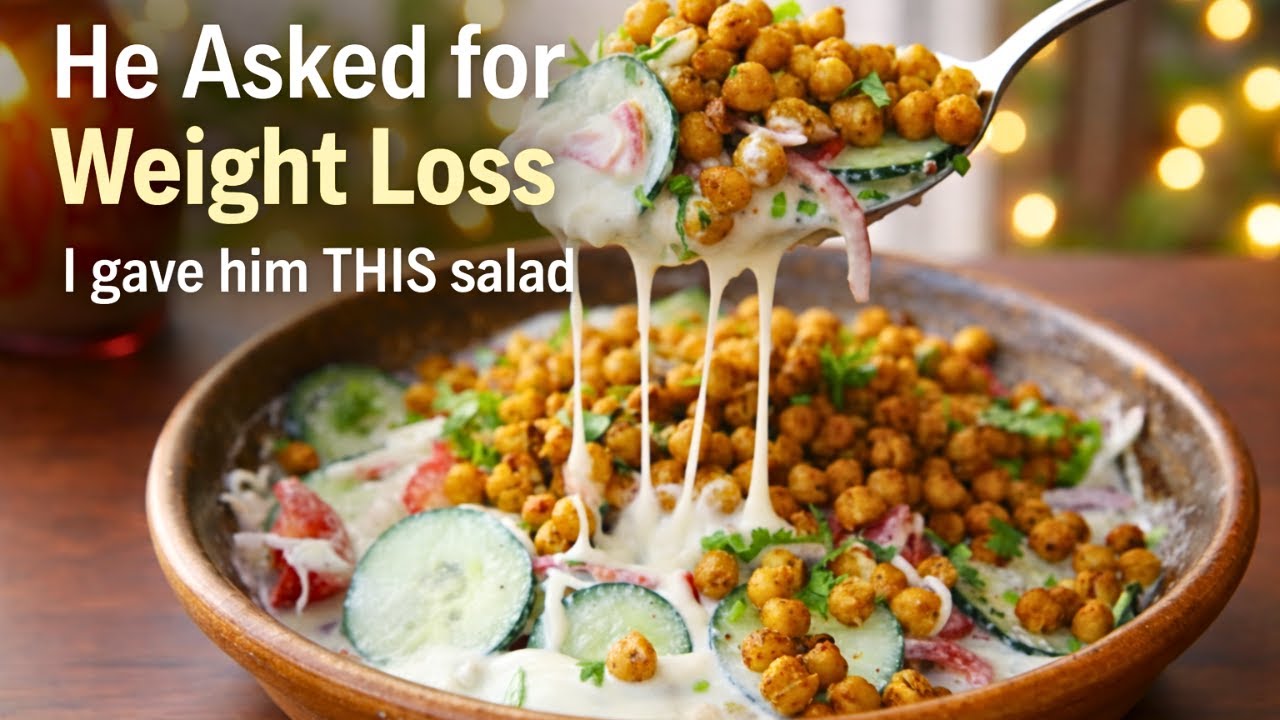 High Protein Salad That Actually Tastes Good! (Crispy Chickpeas)