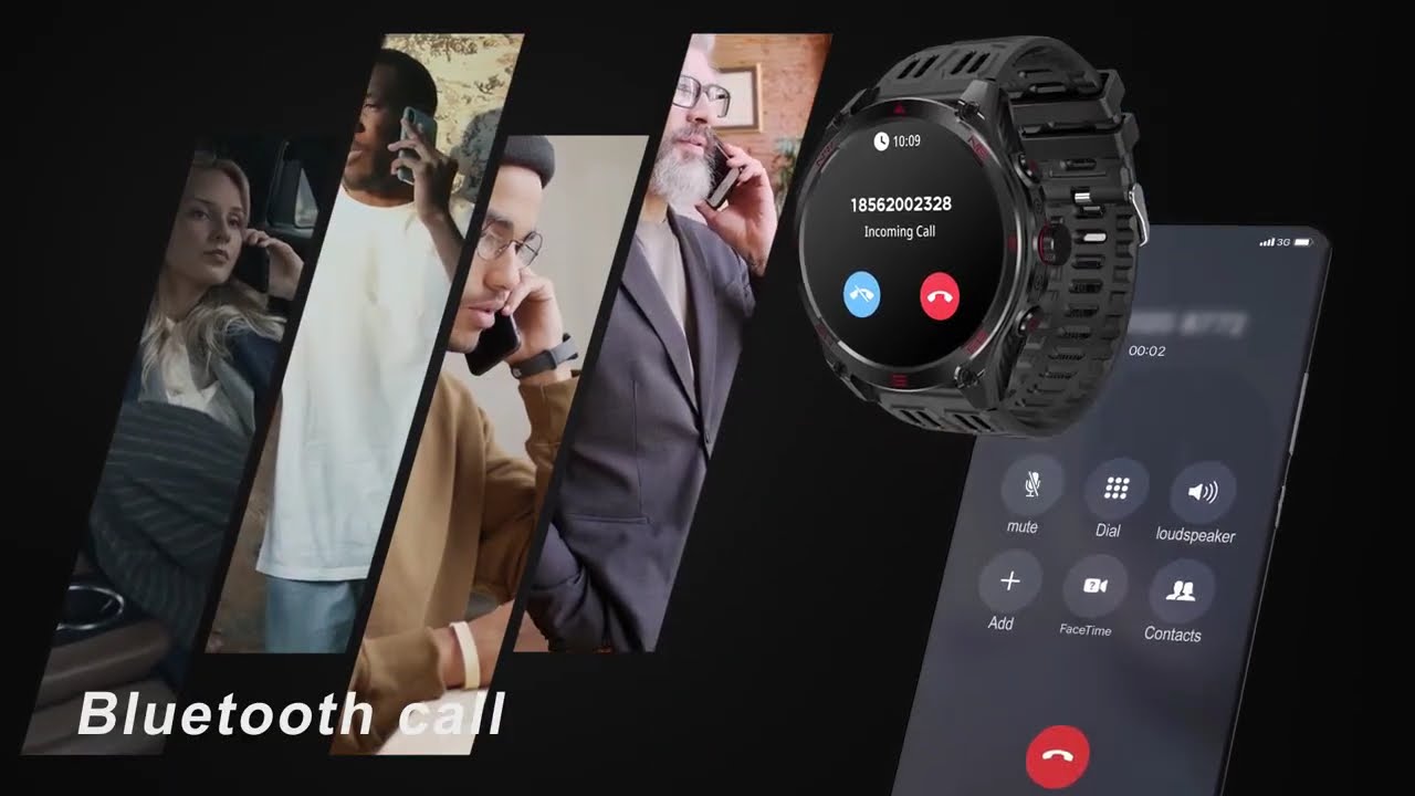 Smartwatch 1000mAh Battery GPS trace Compass 10 ATM Waterproof 