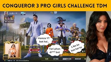 😍3 Random Conqueror Girls Call me Noob and I Challenge For Room 1v3🔥| Pubg Mobile