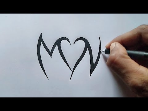 Combining Initials Letter M and N with Heart Tattoo Design  YouTube