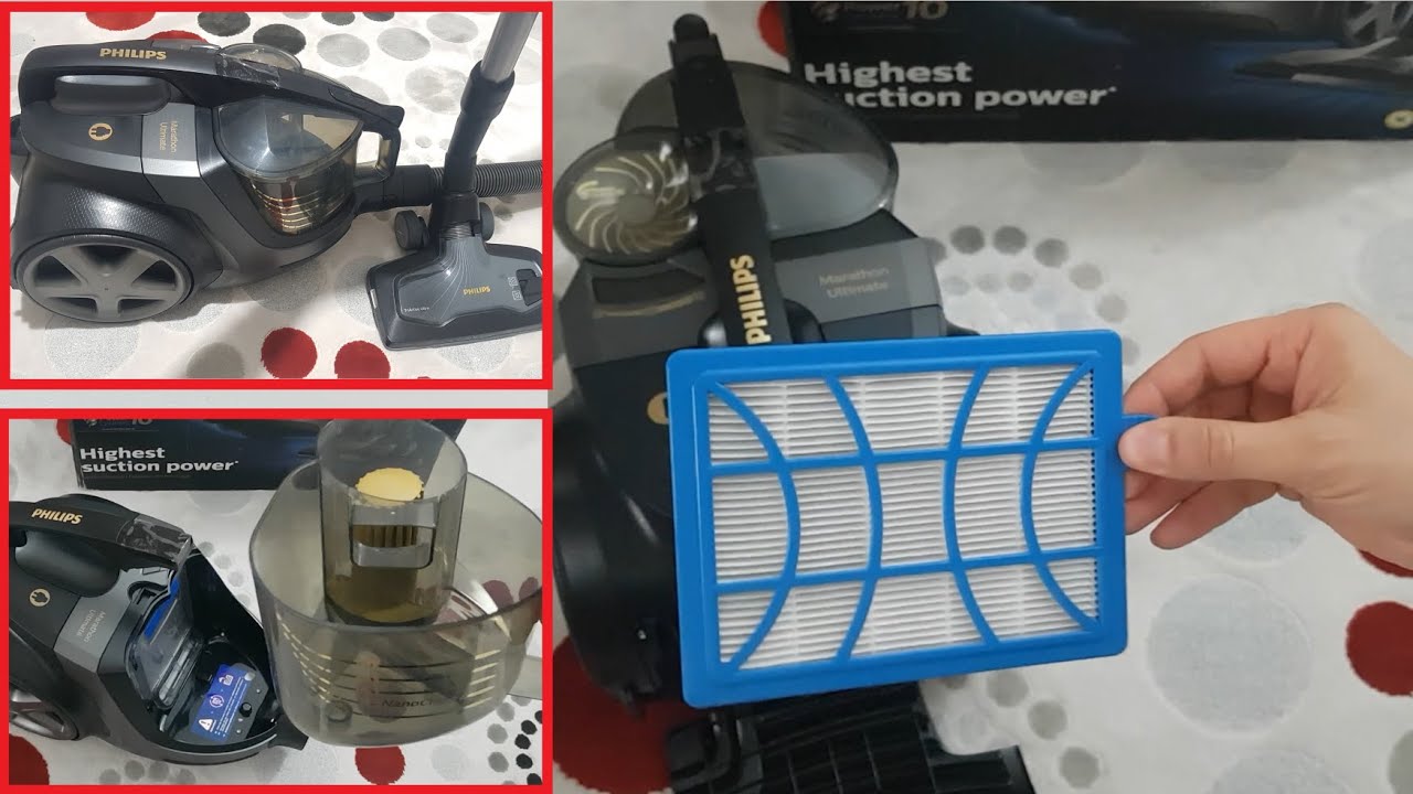 Philips Marathon Ultimate Очистка фильтра и очистка пылесборника Уход за пылесосом
