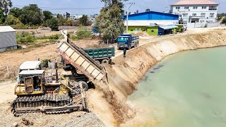 EP18 New Update! Excellent skill Dozer & Dump truck Dumping soil into water to Resize Road on canal by iKHMER Machine 3,023 views 1 month ago 1 hour, 7 minutes