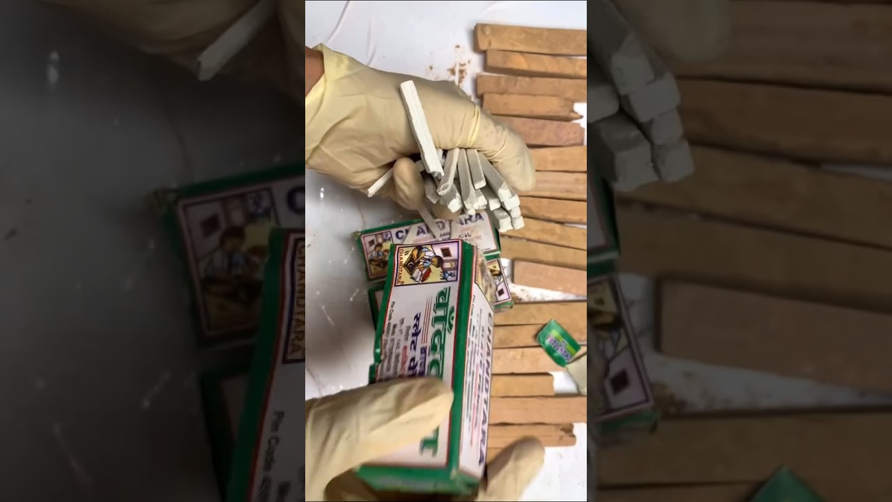 Parcel Red & white Slate pencil from Flipkart😋. Crunch video asmr. 