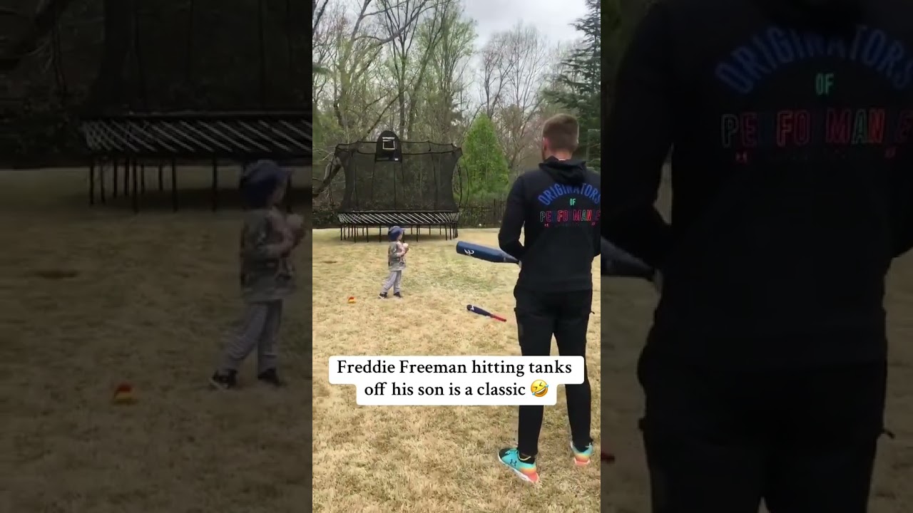 Freddie Freeman took his son deep 😅 (via chelseafreeman/TT)