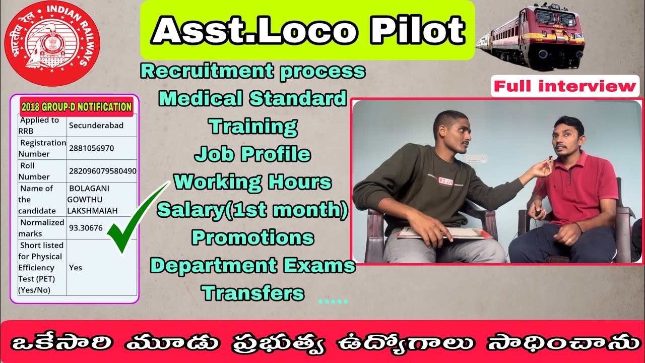 Asst.Loco pilotతో ఇంటర్వ్యూ||నేను మూడు ప్రభుత్వ ఉద్యోగాలు ఈ విధంగా చదివి సాధించాను||Indian railways