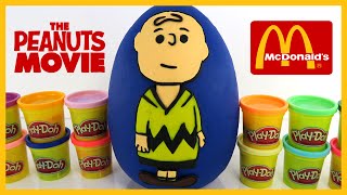 The Peanuts Movie Mcdonalds Happy Meal Kids Toys In A Giant Play Doh Surprise Egg