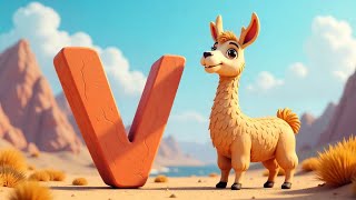 V Is For Vicuña Alphabet V Phonics Sound Abc Animals For Kids Usa