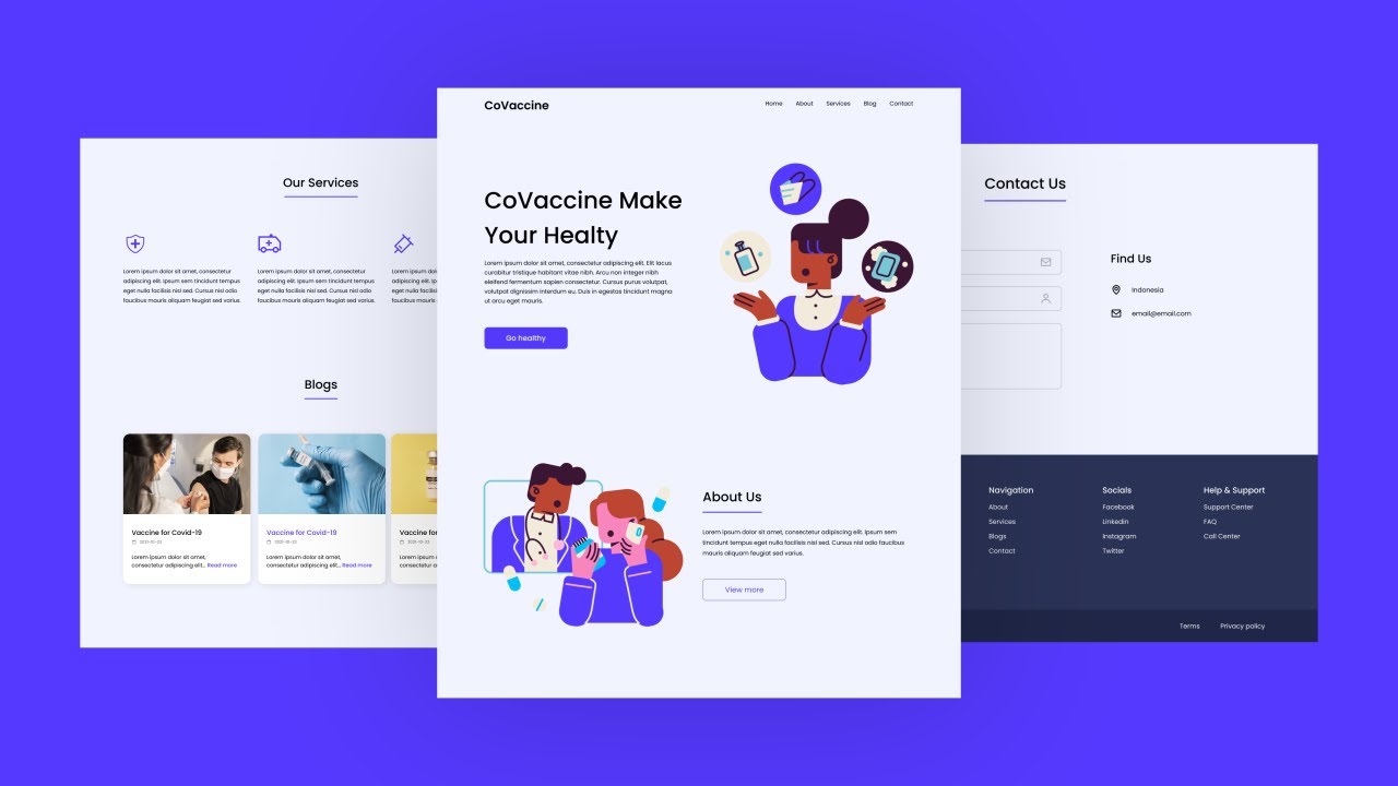 Responsive Landing Page CoVaccine | HTML CSS Javascript - YouTube