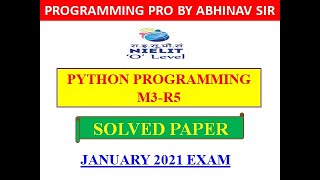 Solved Paper of Python(M3-R5)  JAN'21 Exam | 'O' Level Solved Paper Python Programming Language