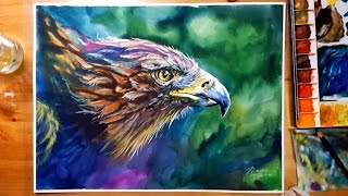 eagle watercolor colorful draw paintings speed shinhan paint paintingvalley colors