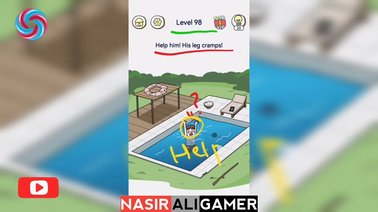 Brain Out 2 Level 98 Help him! his leg cramps Walkthrough Solution