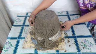 : Beautiful Tips- How To Make Old Towels Pot Made of cement and sand