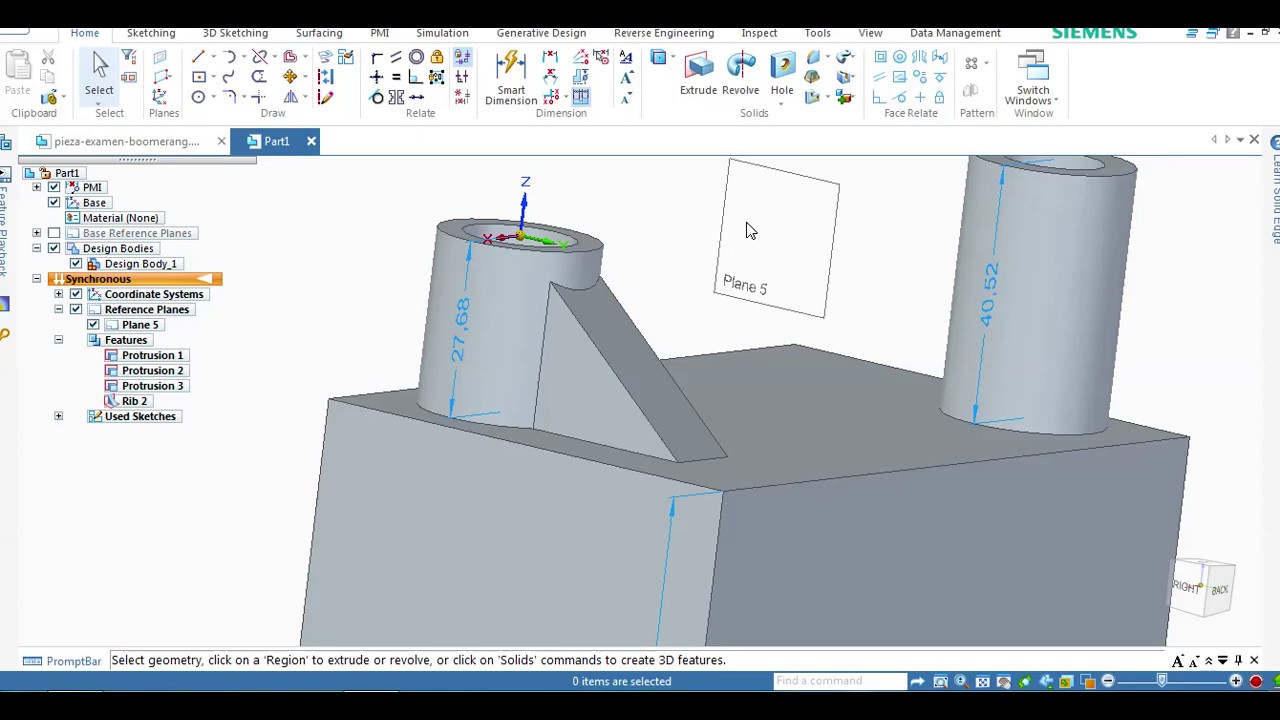 Solid Edge Siemens, como hacer un nervio , How to make a rib on solid ...