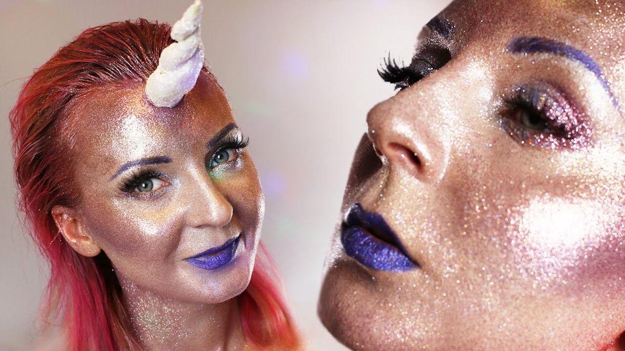 Full Face Using Only Glitter Challenge I Makijaż Na Jednorożca I