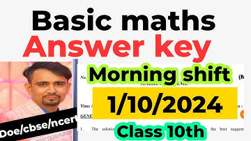 class 10 basic maths answer key 2024 25 / mid term exam maths paper solution 2024-25 / morning shift
