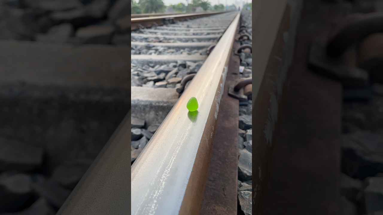 Green strawberry 💚 vs train 🚊what 😱 happened next..? 