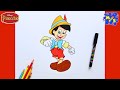 How to Draw Pinocchio Step by Step | Easy Disney Character Drawing Tutorial 🎨